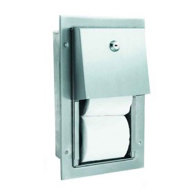 Satin Finished Stainless Steel Flush Mounted Double Toilet Paper Dispenser